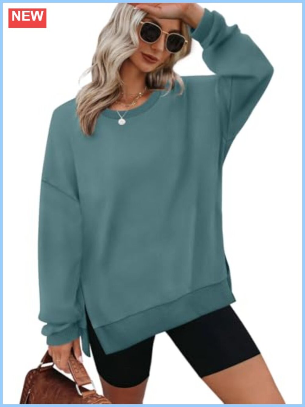 Oversized Womens Sweatshirt Crewneck Long Sleeve Pullover 90% Polyester 10%